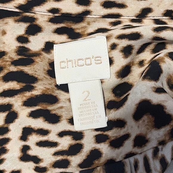 Chico’s Animal Print Light Weight Tunic Blouse Top Shirt Large - Picture 7 of 9